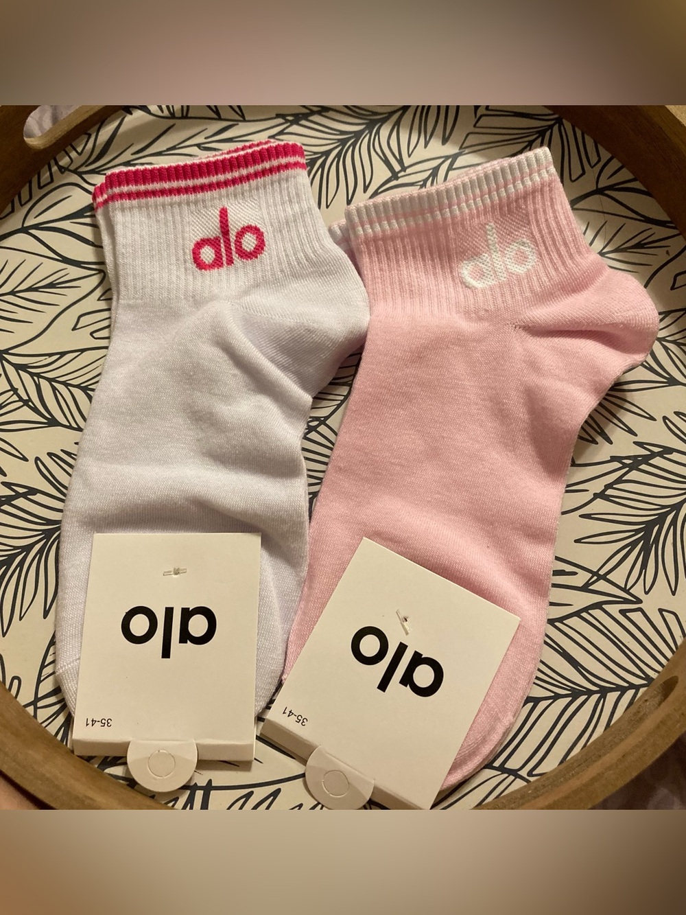 Women's Ankle Sock Duo — White & Light Pink